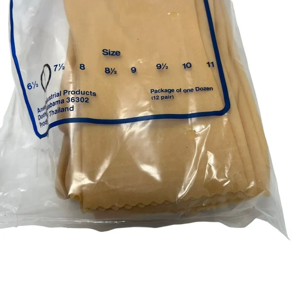 Pack Of 12 Pair‎ Ansell 392 Unlined Size 7 Natural Latex Utility Glove